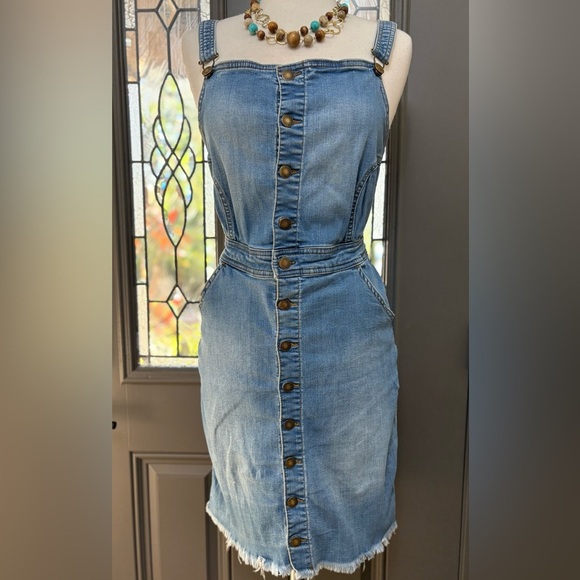 Wax Jean Denim Stretch Button-Up Overall Dress Size 3X - Picture 2 of 10